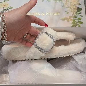 Chelsea and Violet white slippers